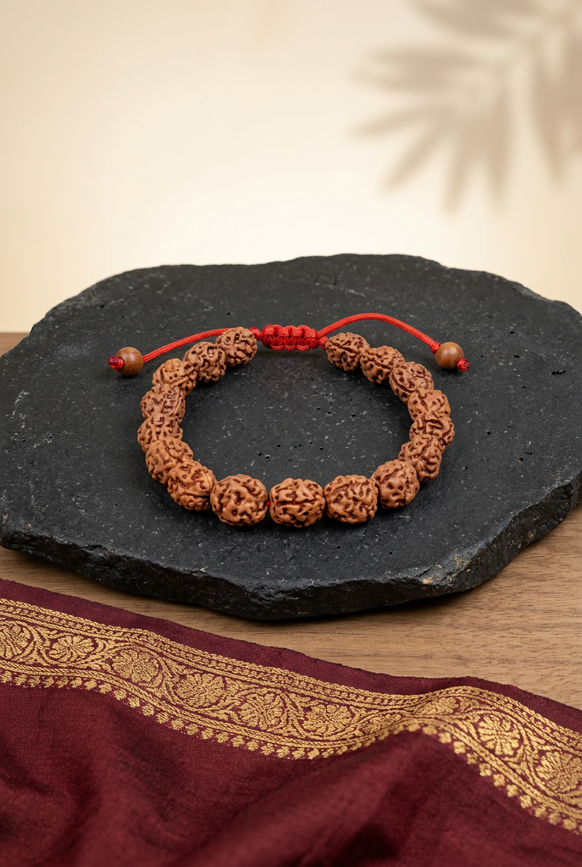 3 Mukhi Rudraksha Adjustable Bracelet for Confidence, Courage & Spiritual Wellbeing