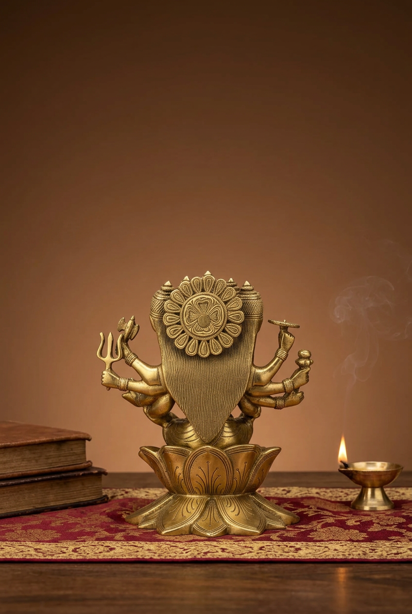 Gayatri Mata Brass Murti 8 Inch Premium Handcrafted Idol for Home Temple