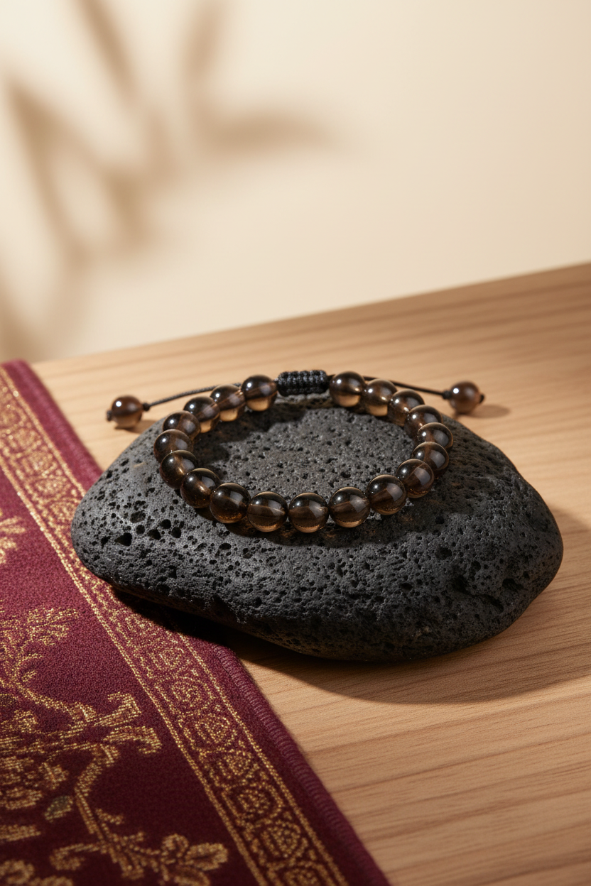 Natural Smoky Quartz Adjustable Bracelet | Healing & Meditation Gemstone Bracelet