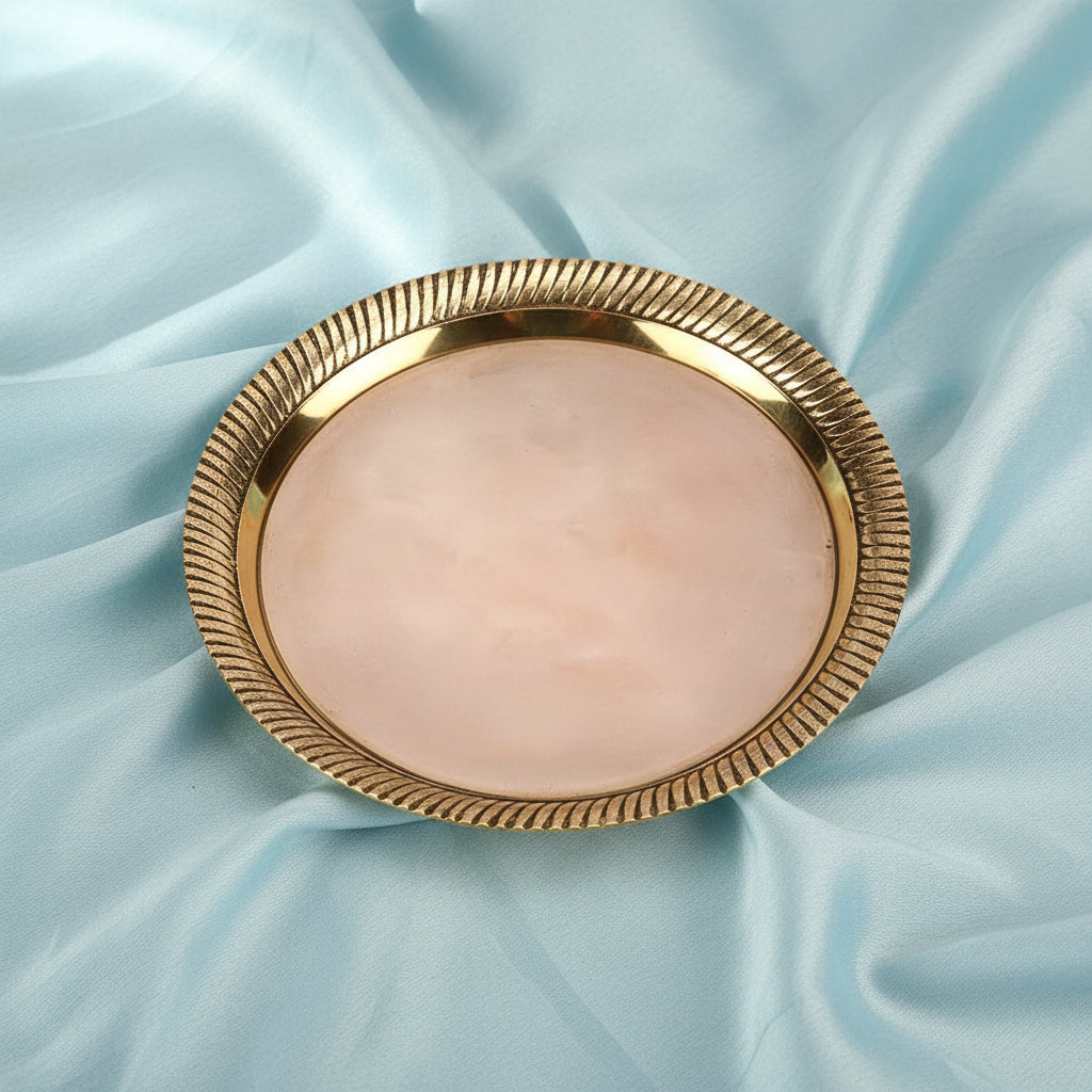 Round Pedestal Thali In Brass-Small