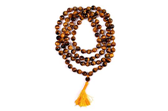 Tiger Eye Faceted Round Mala (8 mm)-108+1 Beads