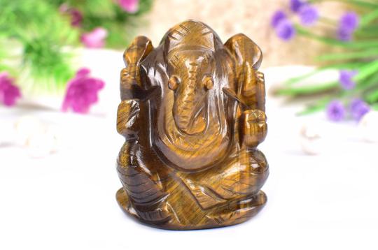 Tiger Eye Ganesh Idol - 110 gms