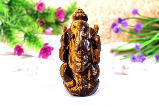 Tiger Eye Ganesh Idol - 132 gms