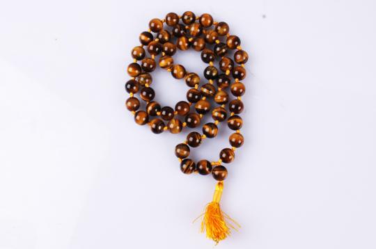 Tiger Eye Round Mala (11 mm)-108+1 Beads