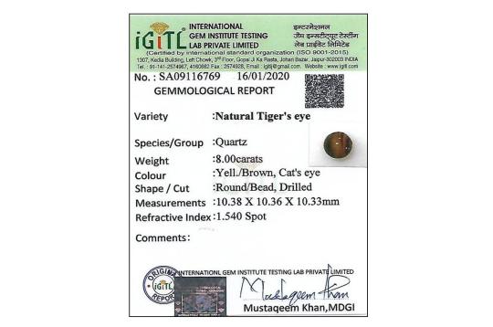 Tiger Eye Round Mala (11 mm)-54 +1 Beads