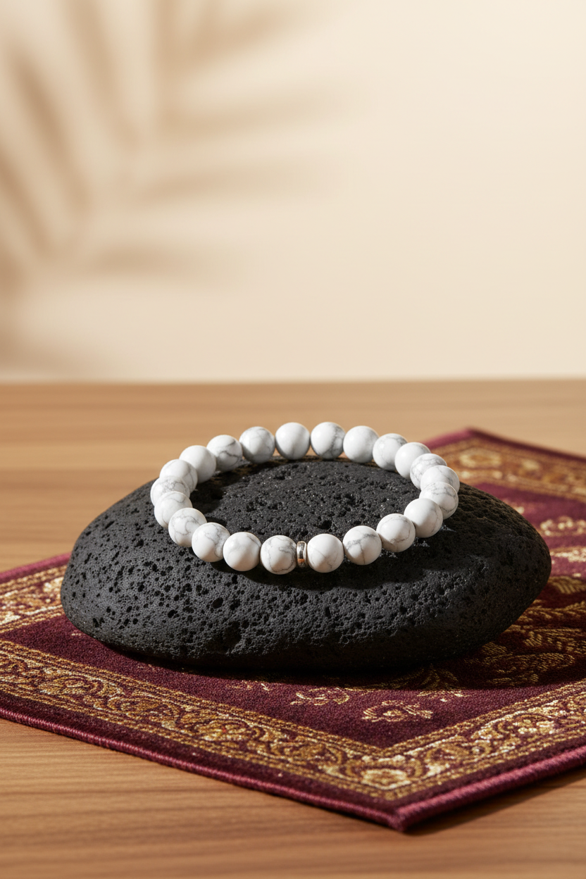 Natural Howlite Bracelet | 8mm Beads | Calming & Stress Relief Stone