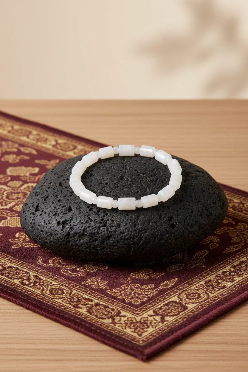 Natural White Agate Bracelet | Gemstone Bracelet for Healing & Meditation